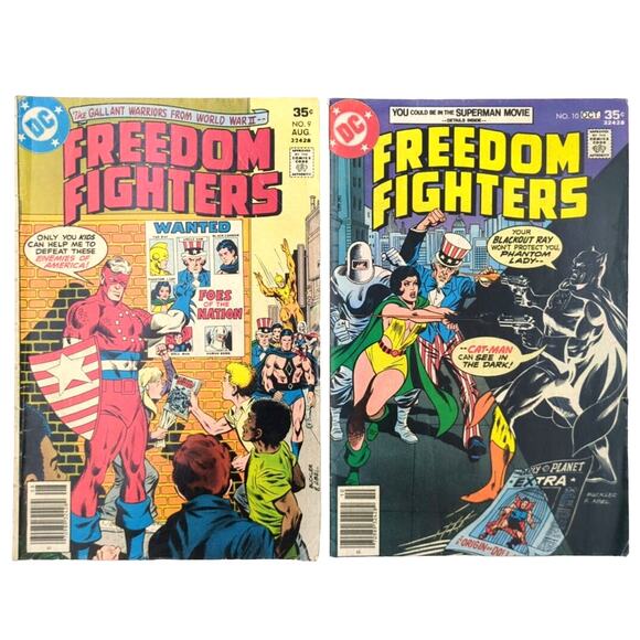 Freedom Fighters DC Comics Lot 9 10 1977 Bronze Age Catman Thomas Blake App - Picture 1 of 2
